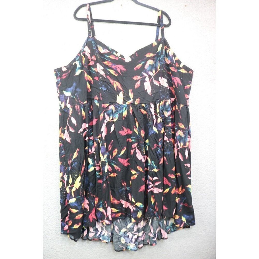 Torrid Adjustable Strap Babydoll Tunic Top-Size 6X-Rayon-Pockets-Floral-Hi Lo
